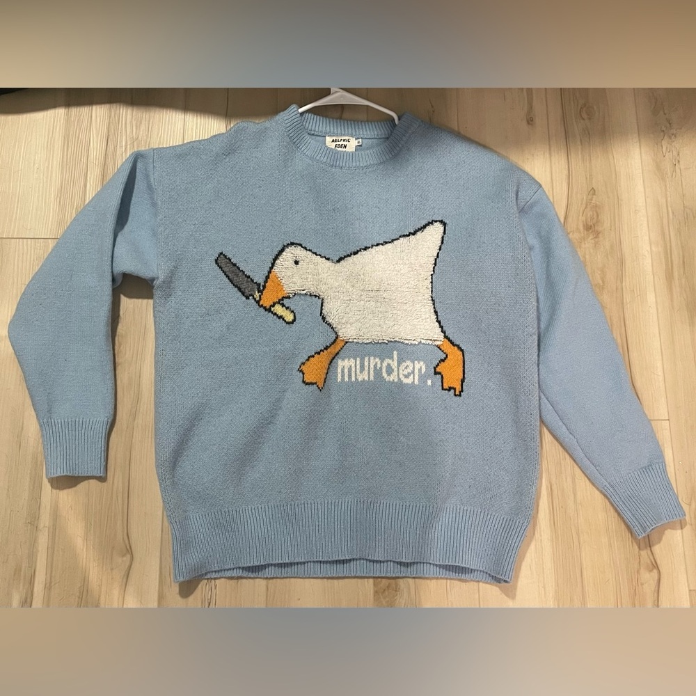 Aelfric Eden Light Blue Goose Graphic Sweater